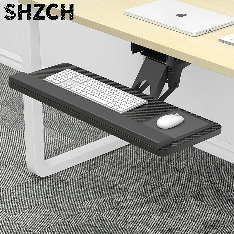 Under Desk Keyboard Drawer with Sliding Adjustable Mouse Tray Rotating Extension Workspace