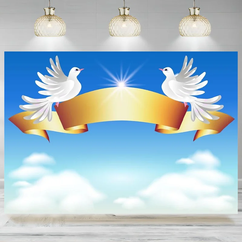 

Peace Dove Backdrop Holy Spirit Bird Photography Background Jesus Heaven White Bird Church Baptism Decor Banner Holiday Blessin