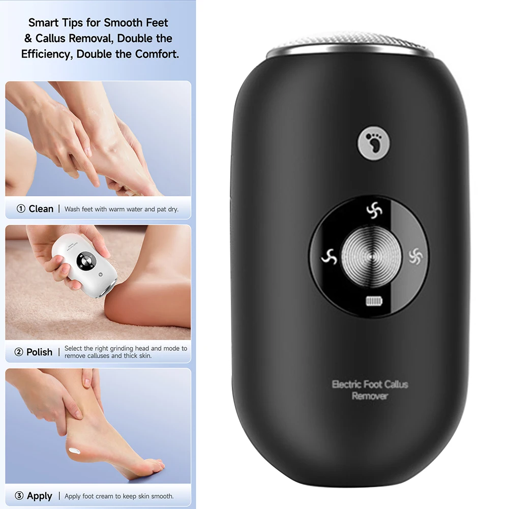 Electric Callus Remover For Travel Care At Home Stainless Tool With 3 Speed USB Rechargeable Cordless For Cracked Heel Foot Care