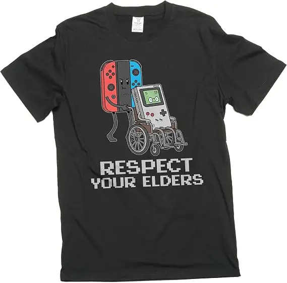 Lustiges Video-Gaming-T-Shirt für Männer, klassisches Gamer-T-Shirt, Respektiere deine Älteren, Gaming-T-Shirt, Y2k, weiches, bequemes Baumwoll-T-Shirt mit Spruch, Neuheit-Top – Detail 9
