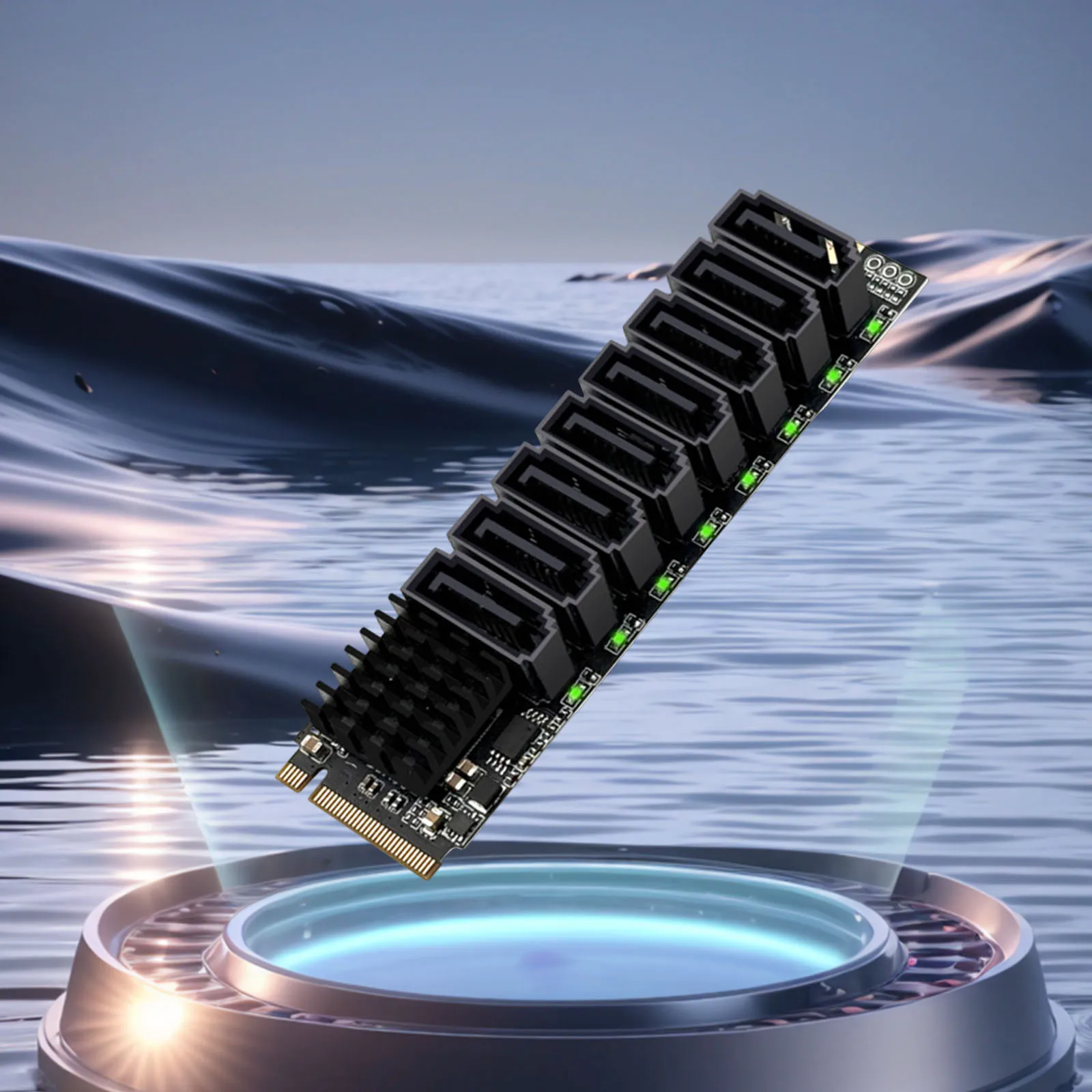 

M.2 M KEY NVMe To SATA Convert Card ASM1166 6Gbps 8 Port M.2 NVMe To SATA 3.0 Expansion Card with Smart Indicator Tools for PC