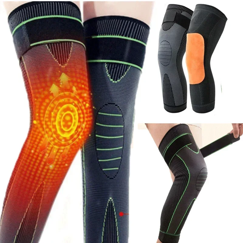 1 Pair lengthened strap knee protectors Men basketball sports running knee Brace Compression Leg Sleeves mugwort Knee Pads