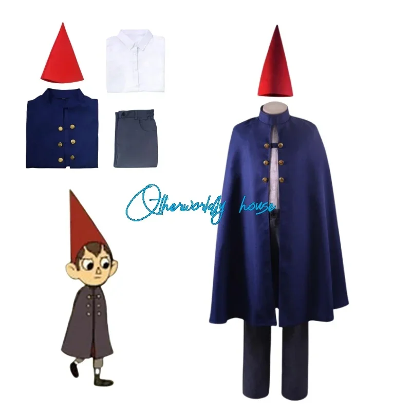 Anime Cosplay Traje sobre a Parede do Jardim, Manto de Halloween, Capa, Camisa, Calças, Roupa para Adultos e Crianças