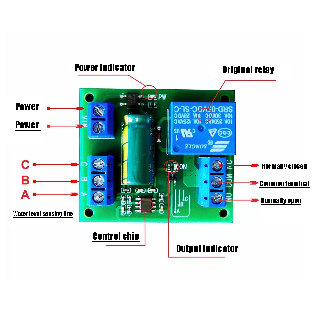 Imagem -02 - Controlador de Nível de Água Automático Interruptor do Sensor Líquido Válvula Solenóide Bomba de Motor Torre do Tanque de Água Placa de Controle de Piscina dc 5v 12v