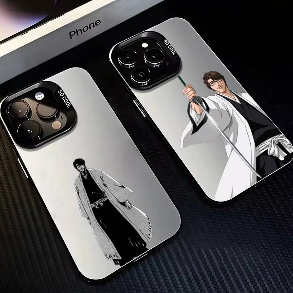 

A-Aizen Anime S-Sousuke Phone Case For iPhone17,16,15,14,13,12,11 Plus,Pro Silver Matte Shockproof Cover
