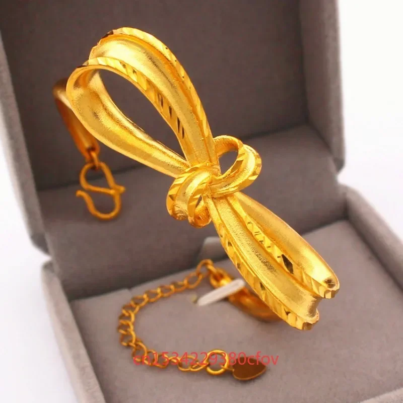 New Brass Plated Vietnam Sand Gold Tie Bow Tie Bracelet Women's Gold Plated Jewelry Long term Color free Jewelry Gift