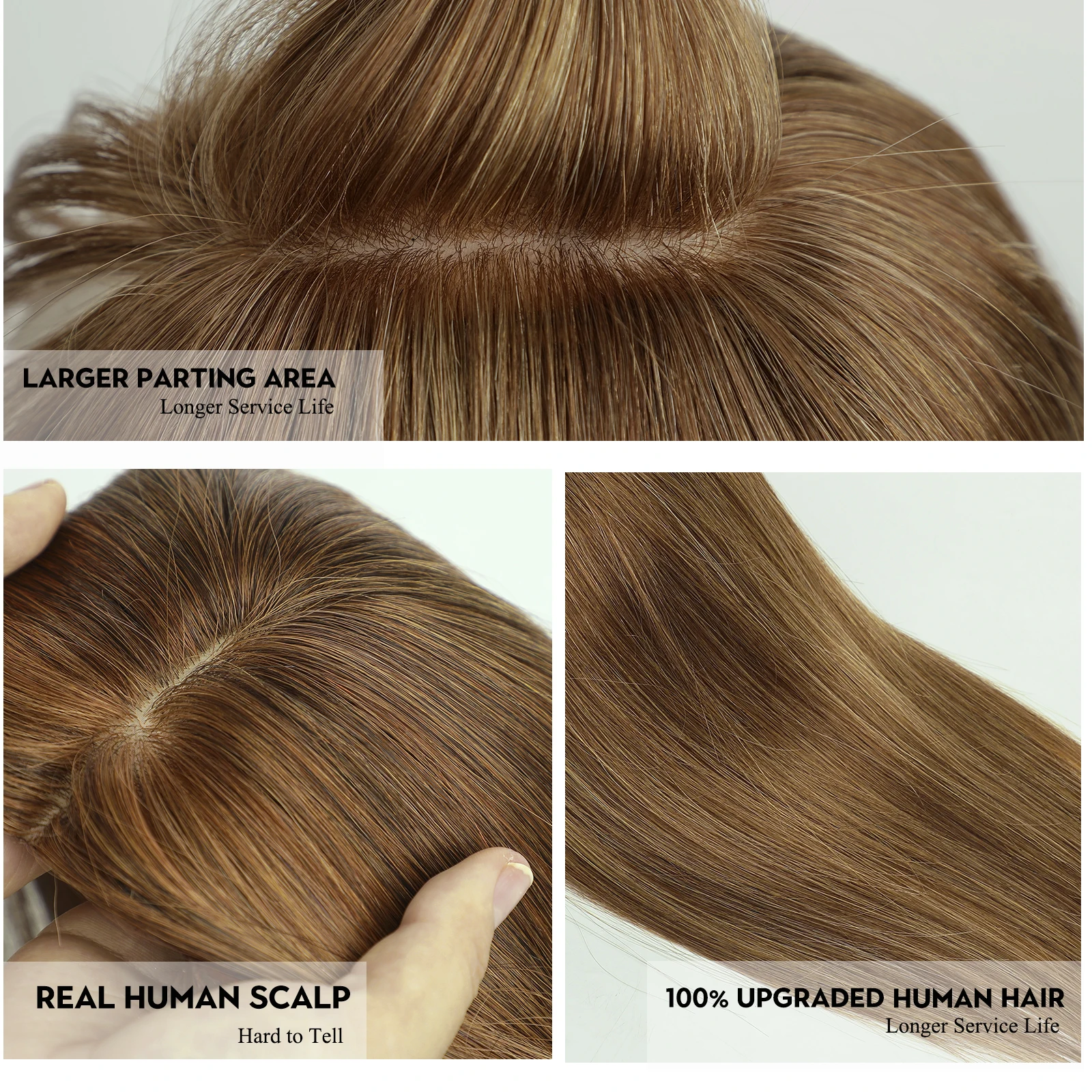 بني طبيعي 14 بوصة قاعدة حريرية مستقيمة توبر شعر بشري مع مشابك الانفجارات 100% قطع شعر ريمي للنساء قطع الشعر الإناث