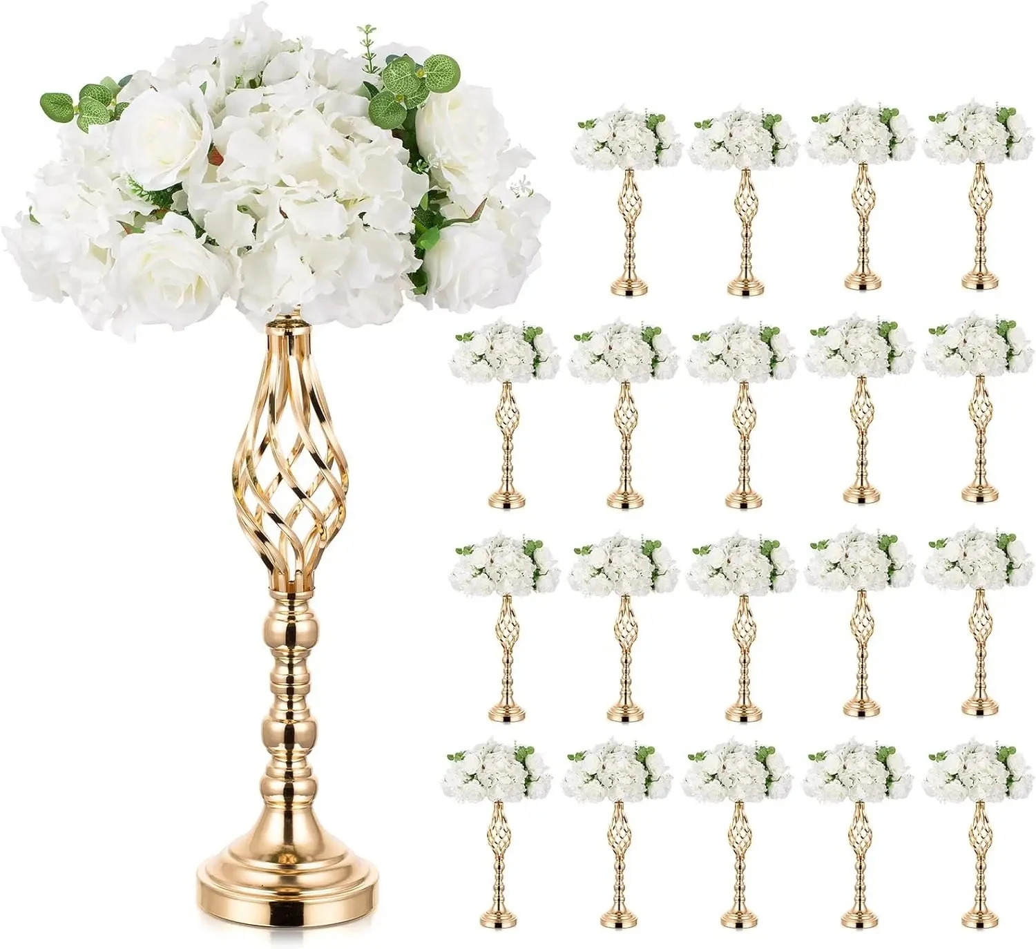 10 Pcs Metal Flower Arrangement Stand Wedding Flower Centerpieces Stand Elegant Metal Flower Vase Candelabra Candle Holder for W