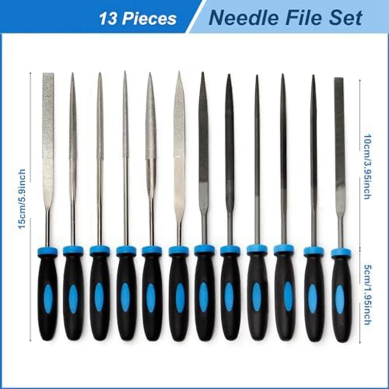 13Pcs Small File Set Kit Metal Diamond Needle File Set Kit File Tool Set For Precision Metal File Work Wooden Jewelry Model DIY