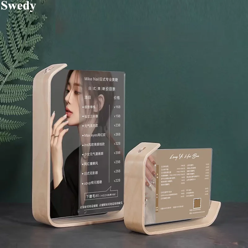 

8 Inch 14x21cm Double Sided Wood Picture Photo Frame Acrylic Pressed Flowers Dried Leaf Display Stand Table Acrylic Sign Holder