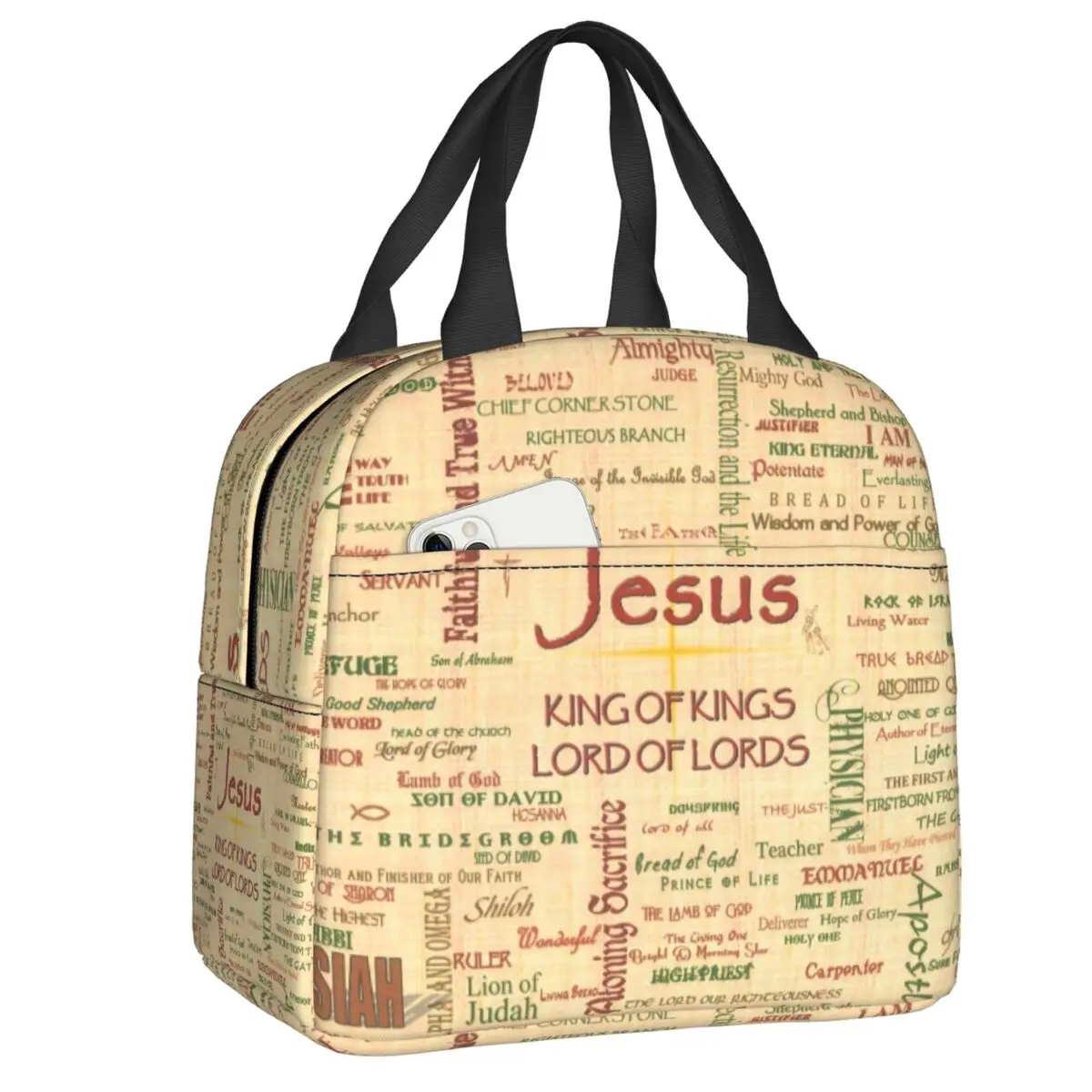 

Jesus Biblical Insulated Lunch Bag for Women Religious Christian Resuable Cooler Thermal Food Lunch Box School Work Picnic Bags