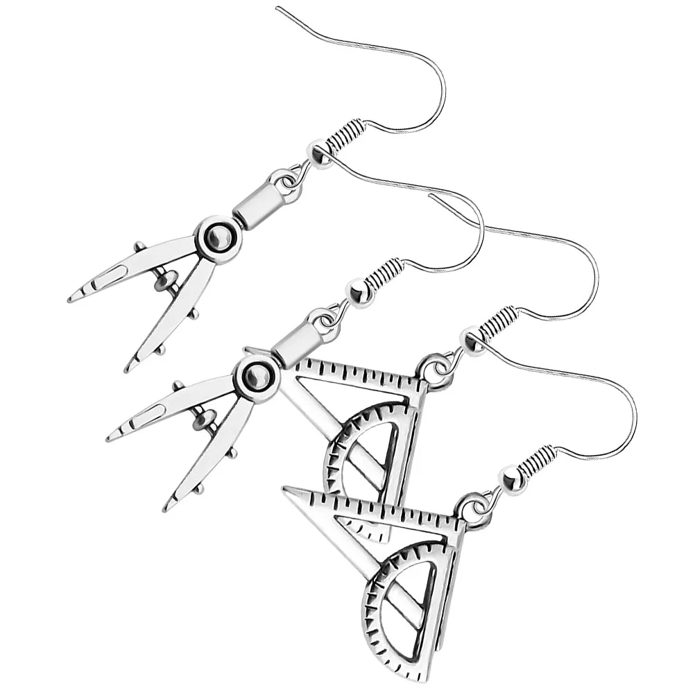 Sterling Silver Ruler Architect Earrings for Women Unique Dangler 2 Pairs Chic Shape Eye Catching Gift Super Fashion Everyday