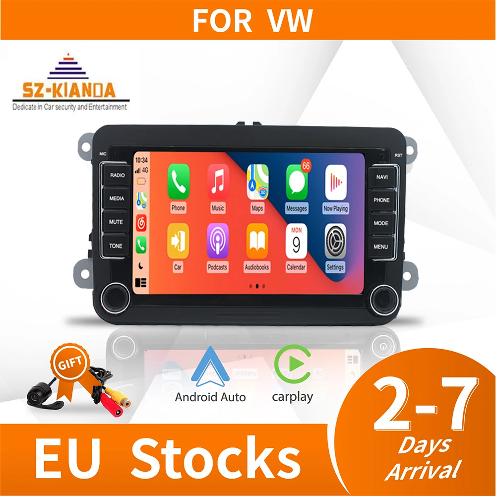 2Din Android 12 Car Multimedia player For VW Volkswagen Golf Polo Tiguan Passat b7 b6 SEAT leon Skoda Octavia Radio GP Carplay