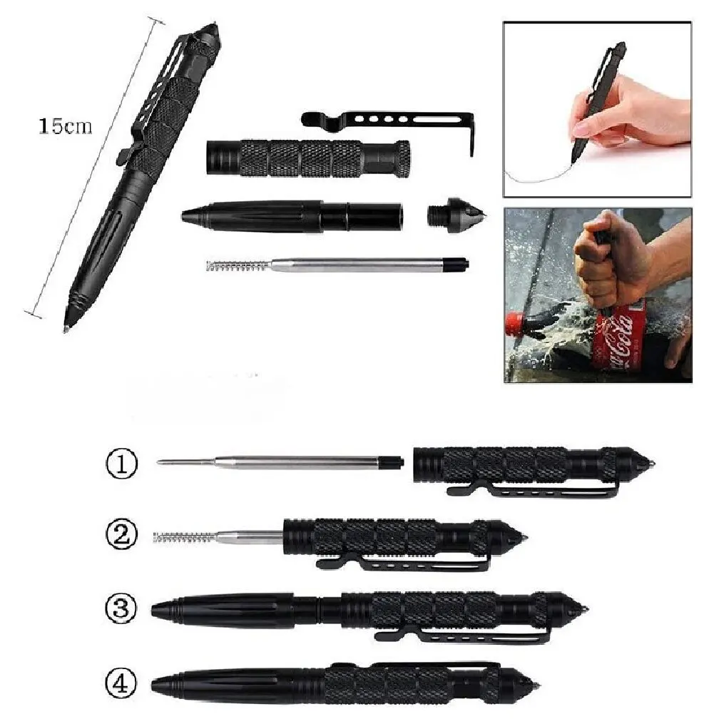 Outdoor Camping Multifunctional Tactical Pen Window Breaking Pen Tungsten Steel Self-defense Pen