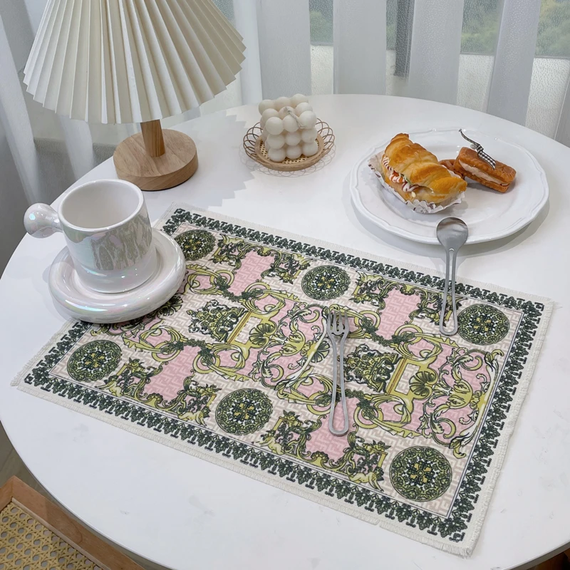 

Cotton and Linen Restaurant Mats Placemats Waterproof Insulation Decorative Mats Coffee Mats Coasters Nappe De Table Mariage