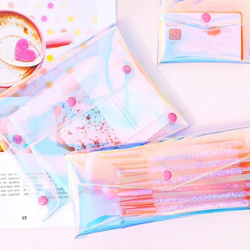 Laser Transparent Cosmetic Bag Women DIY Clear Makeup Pencil Storage Organizer Travel Toiletry Wash Bag Case Cute Purses Pouch