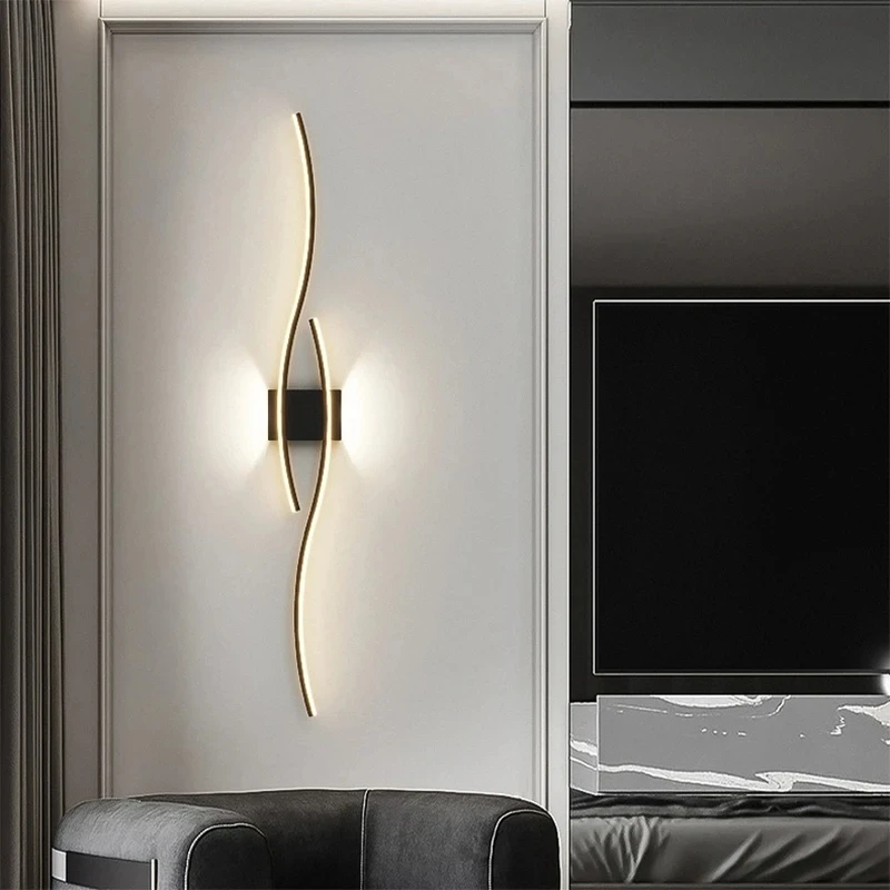 Applique Murale LED au Design Minimaliste Moderne, Luminaire Décoratif d\'Nik, Disponible en Noir et Blanc, Idéal pour un Salon ou une Chambre à