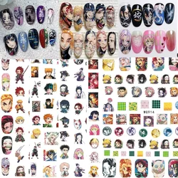 Pegatinas de uñas Demon Slayer, calcomanías adhesivas 3D de Anime, piezas de uñas, suministros de decoración, calcomanías, accesorios de manicura