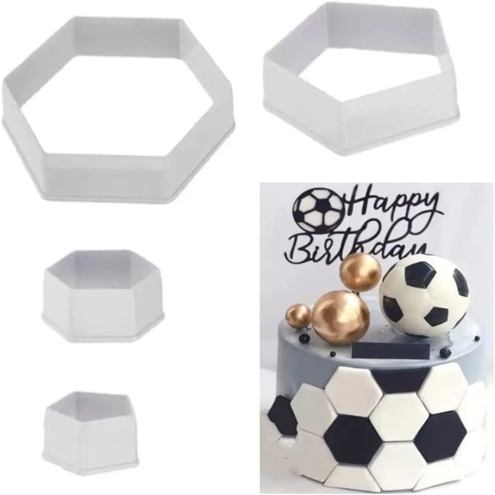 4pcs Hexagon Shape Soccer Ball Cookie Cutter Football Pattern Non-Stick Hexagon Cookie Cutter BPA Free Baking Mold