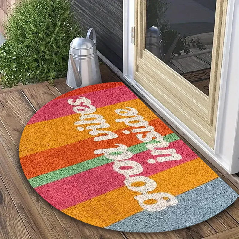 3D Simulation Clear Koi Fish Pond Pebble Stone Lotus Non Slip Semicircle Doormat Oriental Bathroom Half Circle Bath Rug