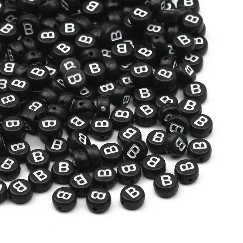 100-500PCS Schwarz Runde Acryl Buchstaben Perlen A-Z Alphabet Lose Perlen Für Schmuck Machen DIY Halskette Armband handgemachte Handwerk – Detail 4