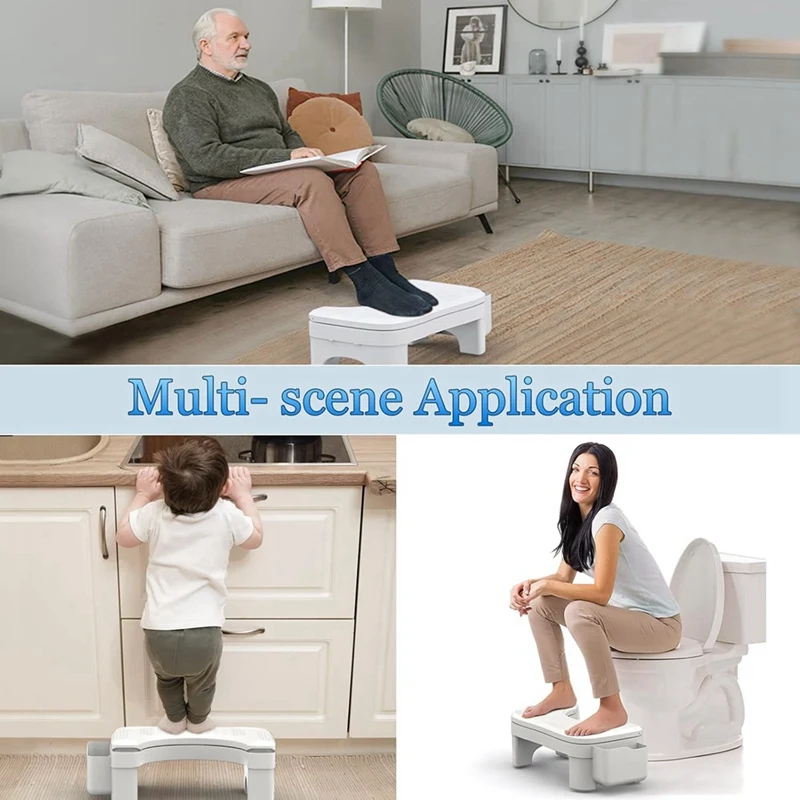 Toilet Stool Squat Adult, Height Adjustable Poop Stool For Bathroom With Storage Box, Portable Non-Slip Potty Step Stool