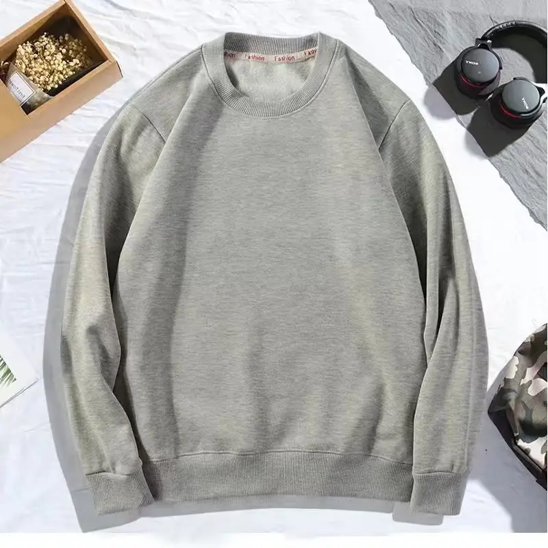 

Simplicity Trend Fashion Sping Autumn Bottoming Shirt Men Solid O-Neck Korean Casual Long Sleeve Loose Pullovers Sweatshirt Tops