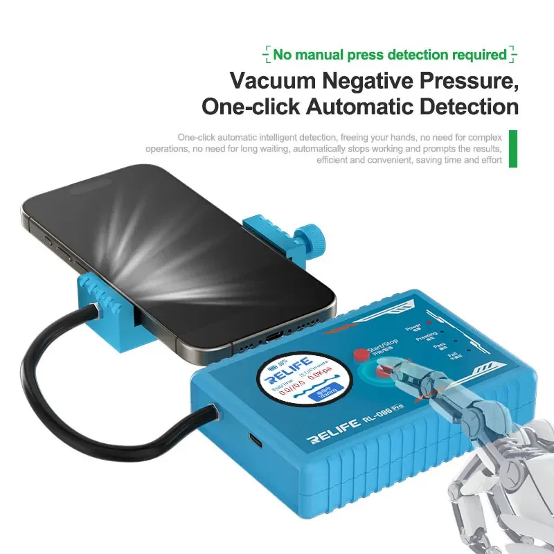 

RELIFE RL-086 Pro Интеллектуальный детектор герметичности Безопасность Вакуумное отрицательное давление для мобильных телефонов серии IP8-15Pro Max