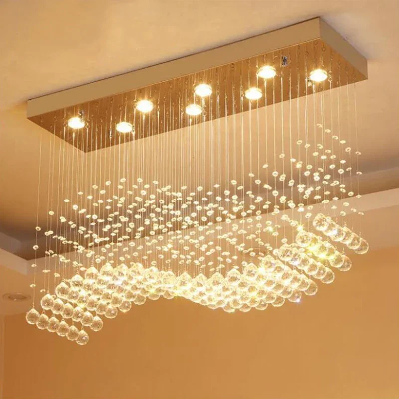 lustres de cristal para sala de estar luminarias led modernas lampada retangular para cafe escritorio interior casa k9 01