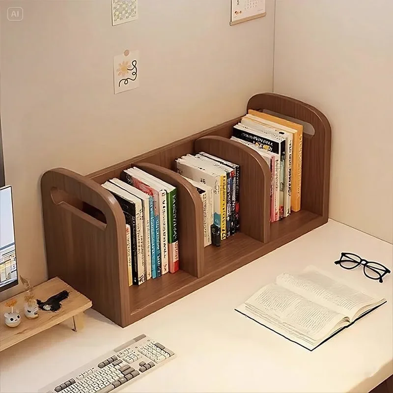 Solid wood desk bookshelf, desktop shelf, desk storage rack, wooden office workstation, student book finishing rack