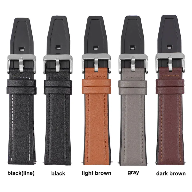 20 mm 22 mm 24 mm Schnellverschluss, hochwertiges TPU + Leder-Uhrenarmband, Ersatz für universelles wasserdichtes Uhrenarmband