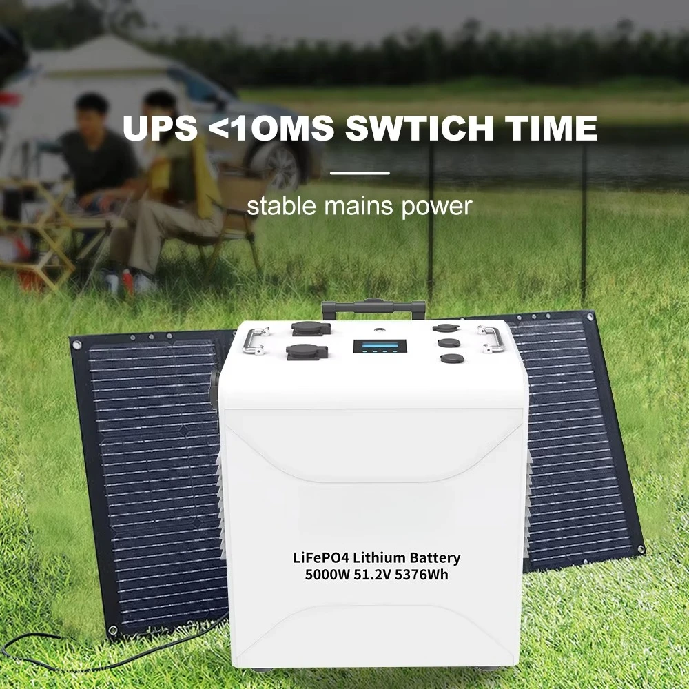 Portable 5000W Solar Generator 5376Wh Energy Storage Pull Rod Station Car LiFePO4 Battery for Camping Emergency Outdoor Use