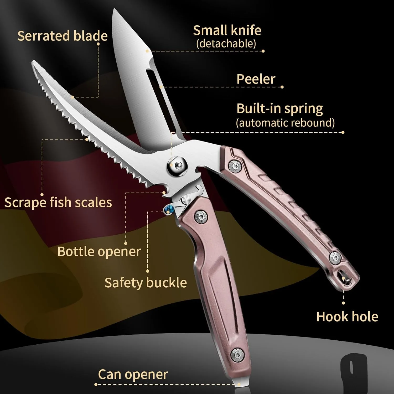 Heavy duty stainless steel kitchen scissors,multifunctional chicken bone scissors,fish duck scissors,professional scissors U9195