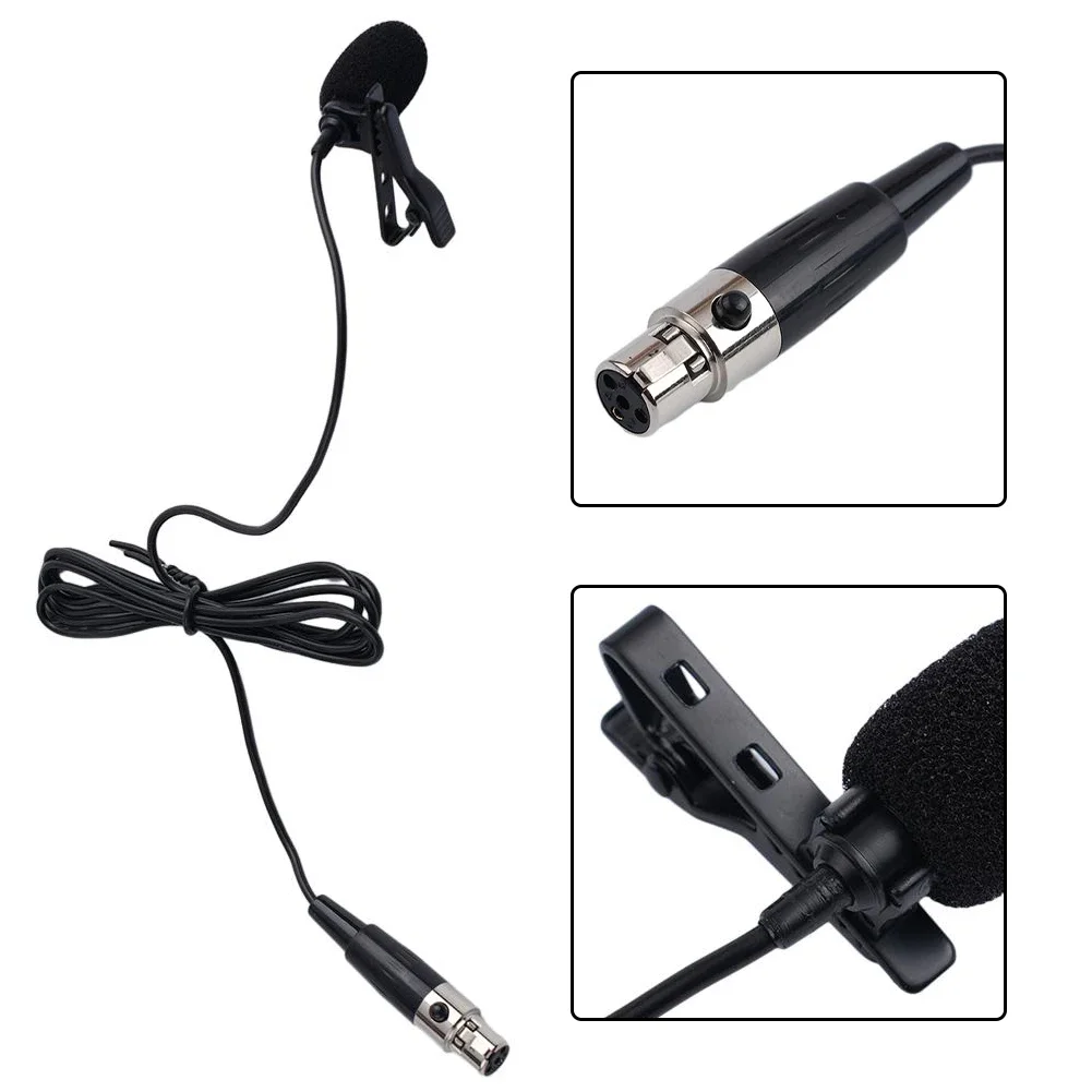 Black Lavalier Lapel Clip Microphone Mic 4-PIN Mini XLR TA4F For Shure Wireless Compact Miniature Broadcast Quality Lavalier Mic