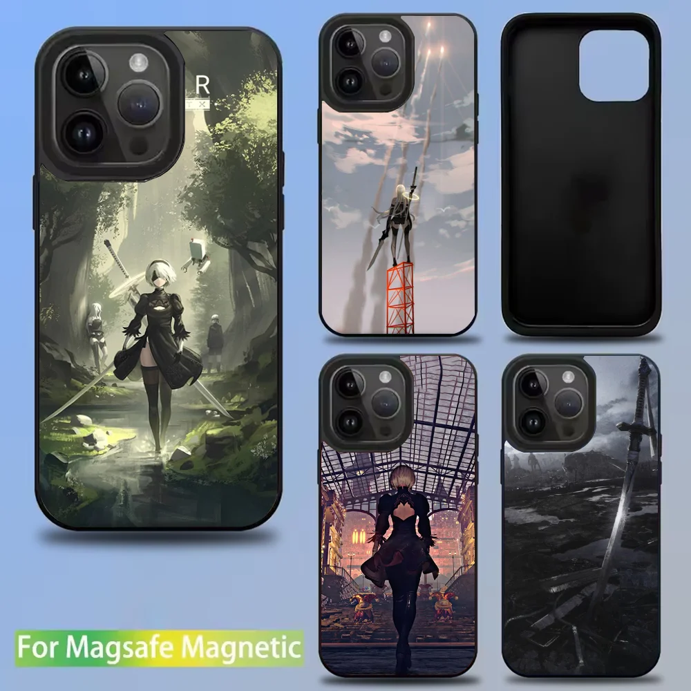 

NieR A- Automata 2B Phone Case For IPhone 16 15 14 13 12 11 Pro Mini Max Soft Magnetic Cover