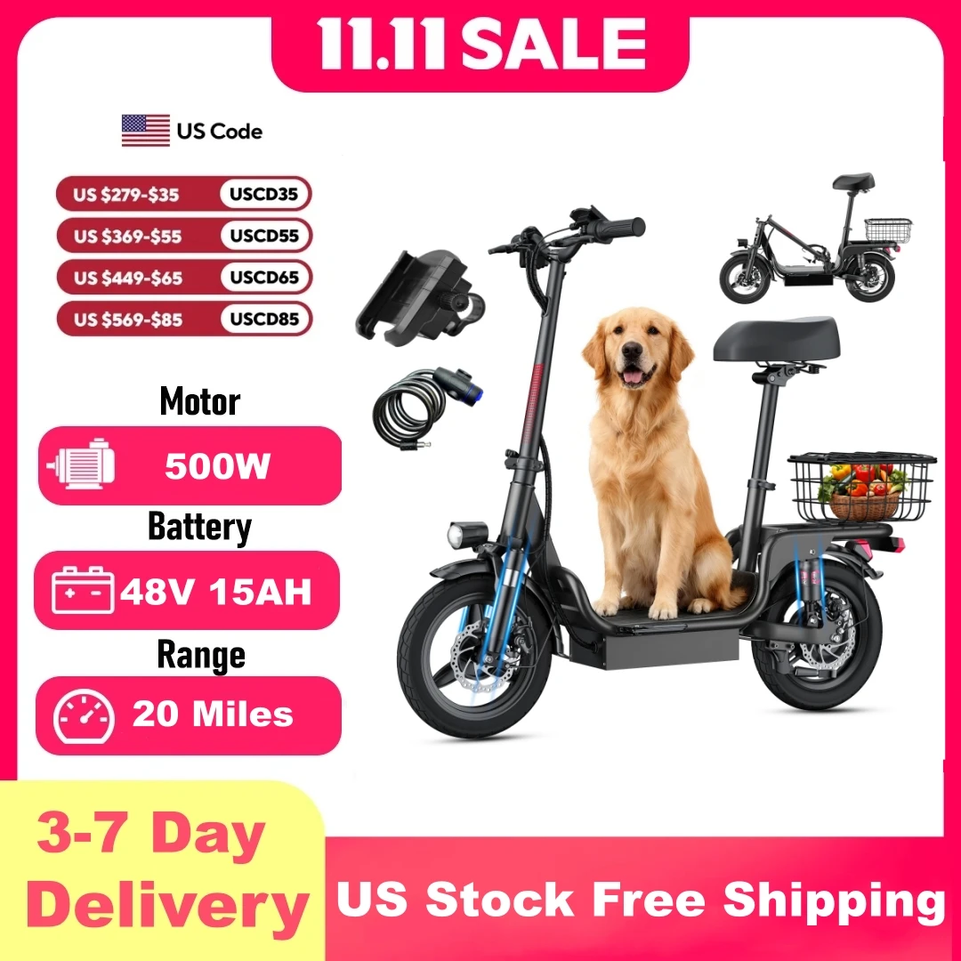 

500W carbon steel electric front and rear dual disc brake bicycle for urban commuting with basket, adult electric bicycle