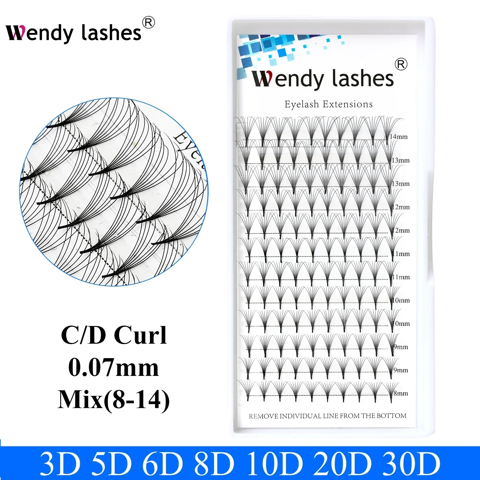 Pre Made Volume Fans Eyelash Extensions 0.07 D Curl Pointy Base Premade Russian Lashes Wendy Lashes Extension