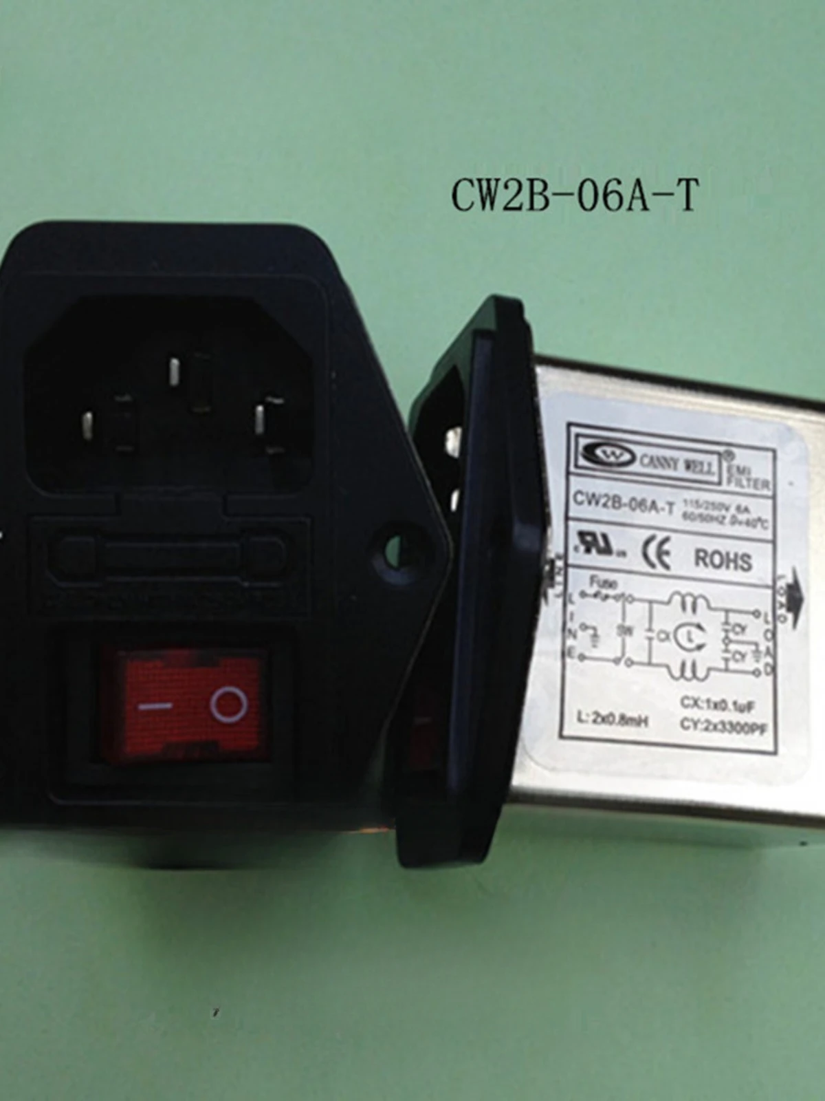 Three in one socket with switch fuse EMI power filter CW2B-10A-T