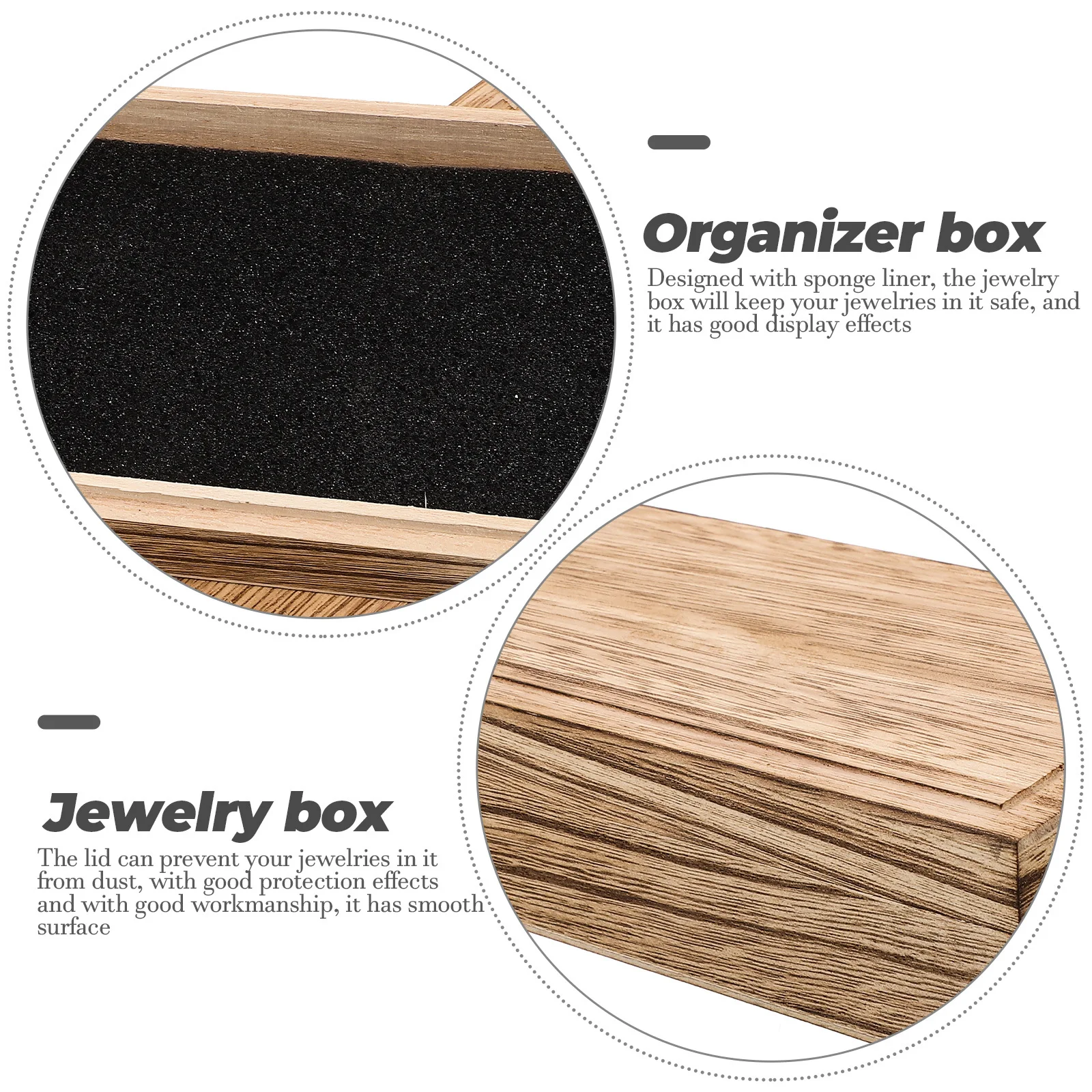 

Wood Jewelry Box Premium Durable Jewelry Organizer Case with Sponge Liner Protective Lid for Bracelets Necklaces Earrings