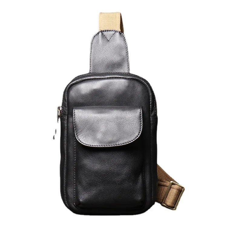 Men's multi-function mobile phone storage women's real leather shoulder diagonal cross backpack large capacity chest bag