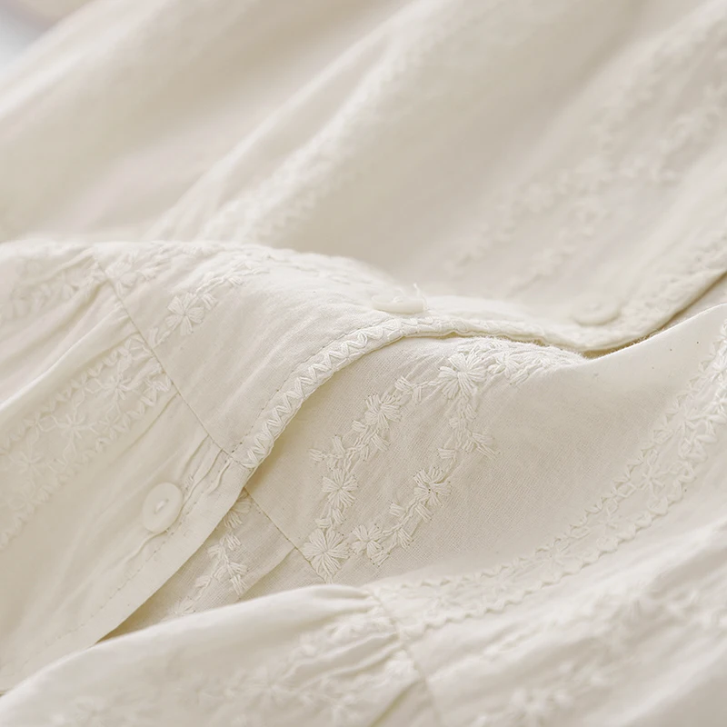 Retro geborduurde lantaarn Sve irt dames zomer Faion leeftijd-Defng pop irt V-Ne top trendy katoenmix materiaal