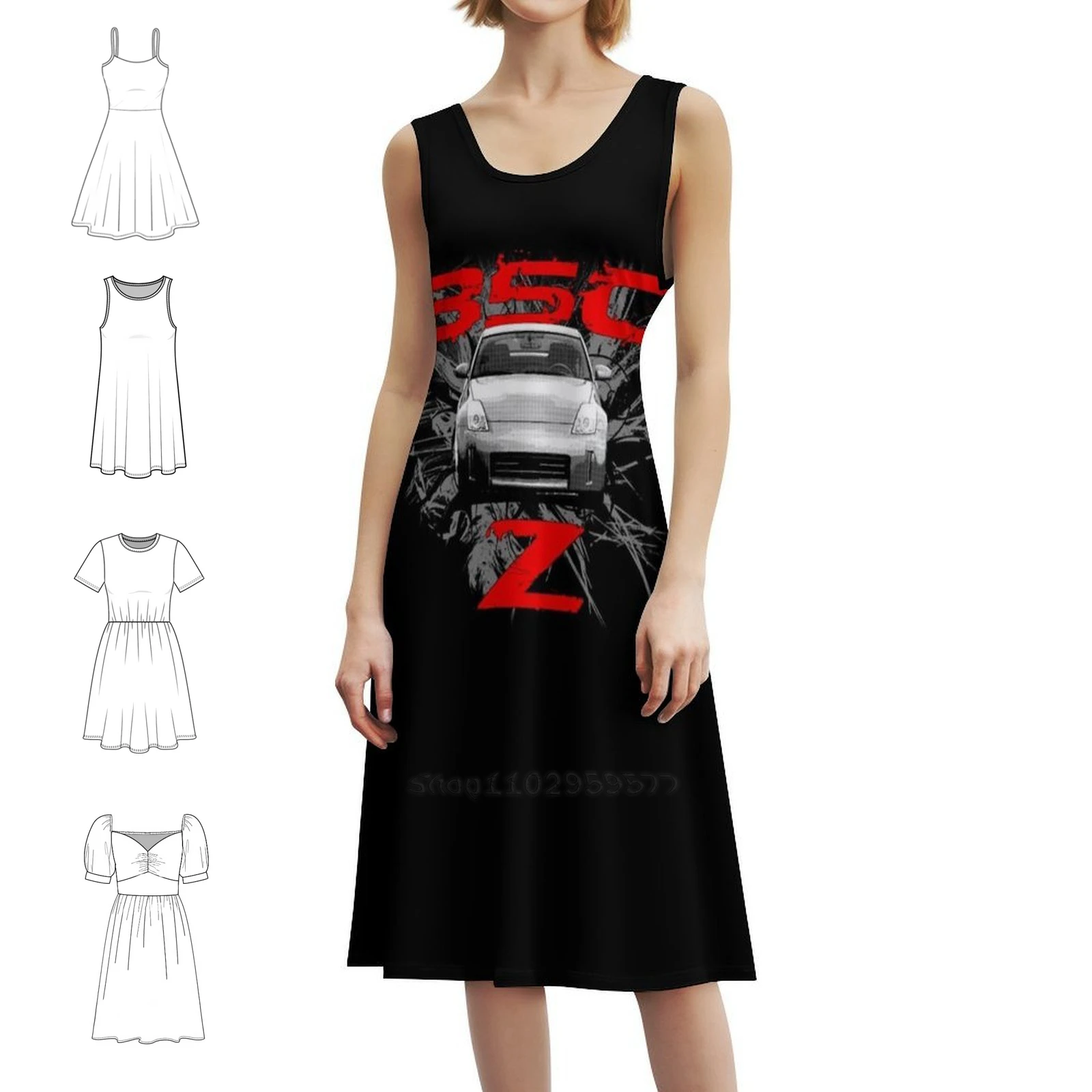 

350Z богемное платье без рукавов для женщин, пляжные вечерние платья с принтом 350Z 350Z 350 Z 350 японское спортивное платье