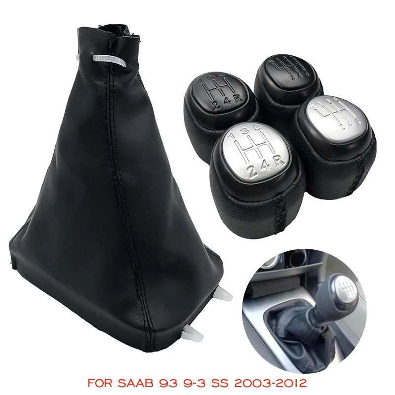 5/6 Speed Car Shift Gear Gaiter Knob Cover Real Leather Lever Shifter Case For SAAB 93 9-3 SS 2003-2012 Car Styling Accessories