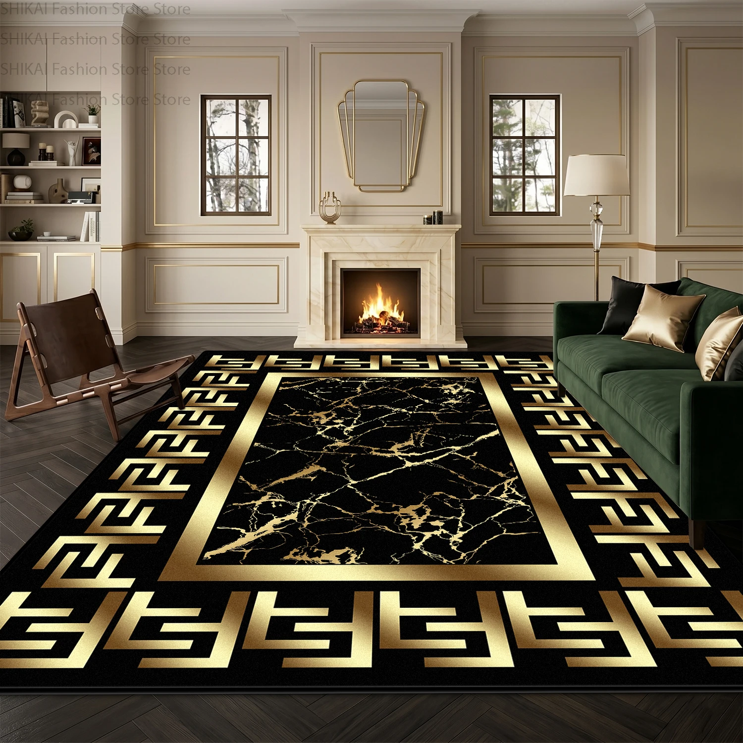 Modern European Light Luxury Style Living Room Rug Decoration Home Washable Soft Carpet Non-slip Short Velvet Coffee Tables Mats