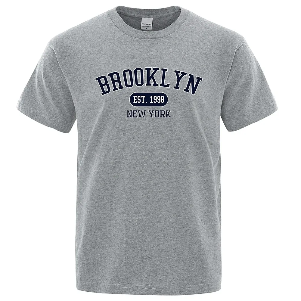 Brooklyn Est.1998 New York Letter Print T Shirts Man Women Casual Short Sleeve Breathable Fashion Tops Cotton Oversized T-Shirts