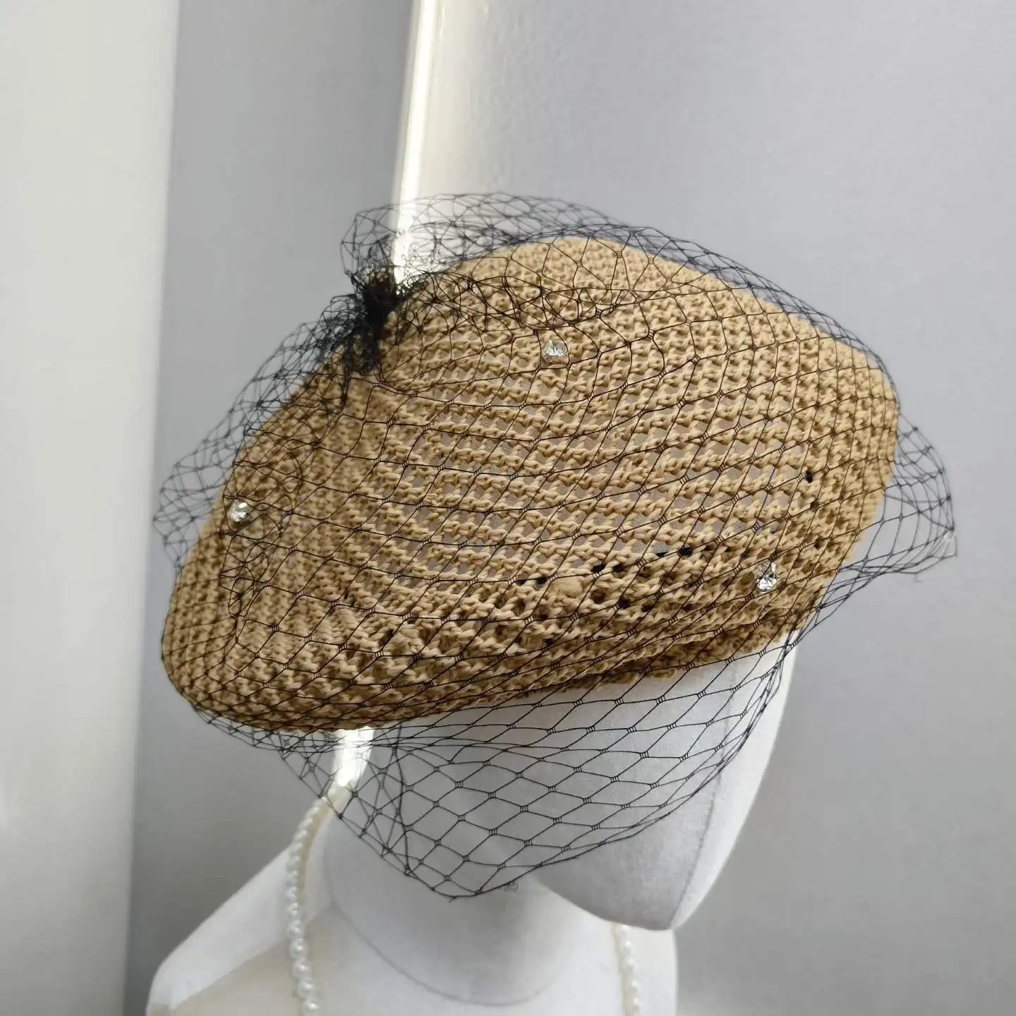 Popular Summer Beret Cap For Women Big Head British Style Lace Stone Painter Hat Outdoor Hollow Breathable Sunshade Caps Gift