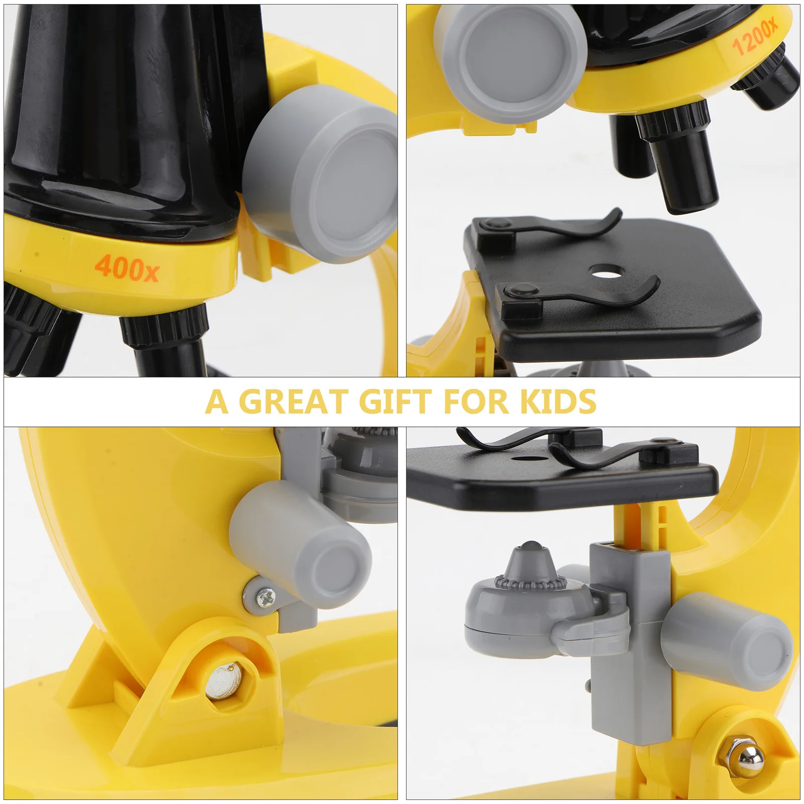 

1Set Kids Microscope 1200X Educational Science Tool with Adjustable LED Lighting for Plant Insect Observation Yellow