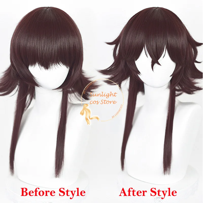 Anime Megumin Tetchou Suehiro Cosplay Wig 50cm Long Dark Red Brown Wigs Heat Resistant Synthetic Hair Halloween Wigs + Wig Cap