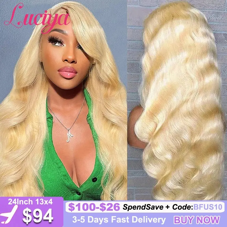 Blonde 613  13x6 Human Hair 13X4 Frontal Blonde Colored   30 Inch Body Waves Glue-Free Waves Wig 150 Density HD Lace Wig