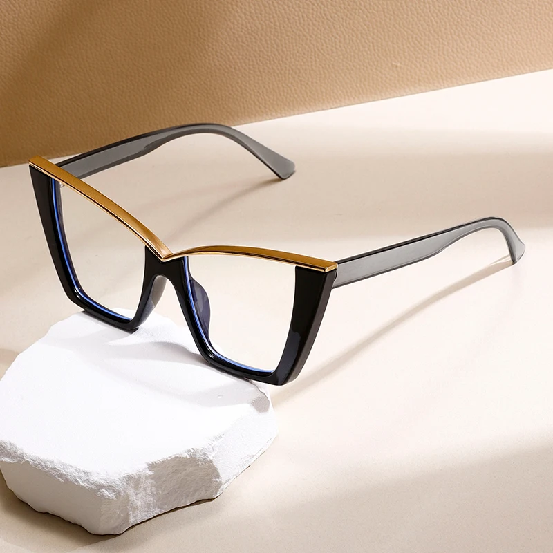 KAMMPT, monturas ópticas Vintage de ojo de gato, gafas de moda de gran tamaño con borde de Color caramelo, gafas de bloqueo de luz azul con estilo a la moda